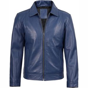 Chaqueta de cuero con cremallera informal para hombre de otoño e invierno personalizada de calidad profesional - Product Image 2