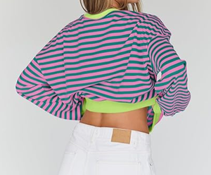 Camisetas de Verano Extra Grandes para Mujer, Cuello Redondo, Rayas, Manga Corta, 100% Algodón, Antiarrugas, Secado Rápido, Estilo Casual, Lindo, Atuendos Y2K - Product Image 4