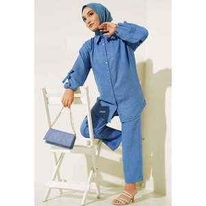 Conjunto de 2 Piezas de Lino con Botones Azul - Product Image 3