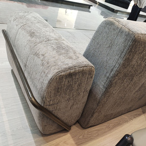Canapés minimalistes gris en chenille, gain de place, avec structure métallique fixe pour salon - Product Image 5