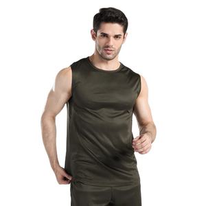 Camiseta sin mangas de poliéster de color sólido para hombre, ropa deportiva sin mangas con poliéster transpirable y tela de malla, camiseta ligera cómoda - Product Image 1