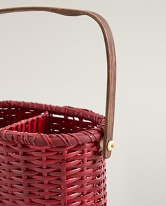 Pink Eco-Friendly Circle Shape Two-Compartment Natural Rattan Storage <b>Basket</b> - Product Image 5
