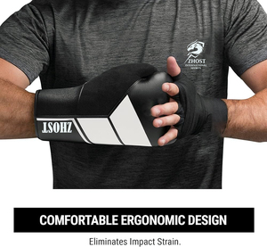 Gants de boxe en cuir noir à lacets avec logo personnalisé, pour adultes, 14oz, 12oz, 16oz, gants de sparring légers et respirants - Product Image 6