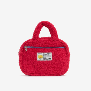Lambswool Cosmetic <b>Handbag</b> Zipper Closure Fashion <b>Medium</b> Capacity Foldable Portable Durable Design for Daily Makeup Storage - Product Image 1