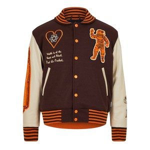 แจ็กเก็ตเบสบอลผ้ากำมะหยี่ปักลายตัวอักษรทำจากผ้า XS ขนาดใหญ่พิเศษสำหรับผู้หญิง - Product Image 1