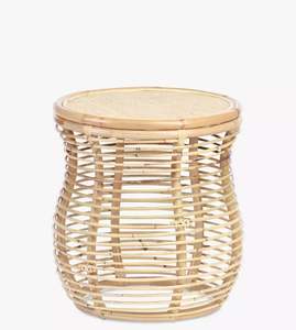Handcrafted rattan stool <b>with</b> intricate weaving and durable structure perfect for home decor and <b>seating</b> in living room or patio - Product Image 4