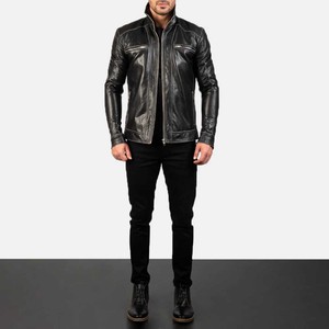 Chaqueta de Cuero para Hombre, Estilo Motero, Cuello Alto, Impermeable, Cortavientos, Ajustada, al por Mayor, Personalizable (OEM) - Product Image 3