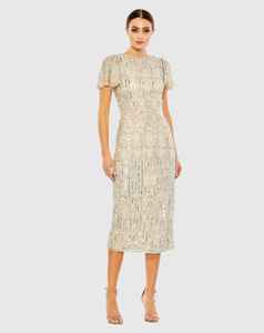 Élégant antistatique Poly-Mesh perlé broderie dames robe d'été courte longueur tenue de soirée avec des perles pour les cocktails - Product Image 3