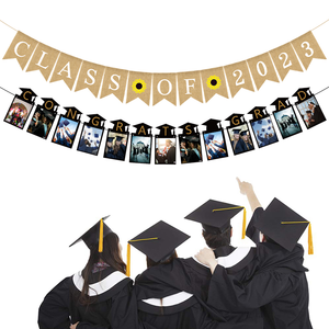 <b>Graduation</b> Party Supplies Sunflower Burlap <b>Banner</b> Congrats Grad Photo Wall Decor Garland - Product Image 2