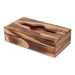 Vintage Style Burned Finished Tissue Box Napkin Holder in Wood for Restaurant Hotel Table Top Use Napkin Tissue Box - Product Image 6