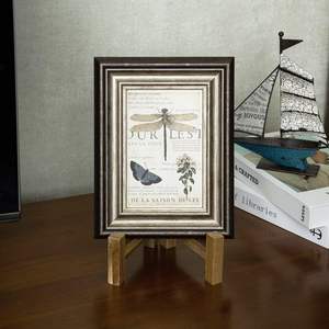 Présentoir à assiettes Support de soucoupe de table en bois d'acacia rustique Support de cadre photo pliant Chevalet - Product Image 3