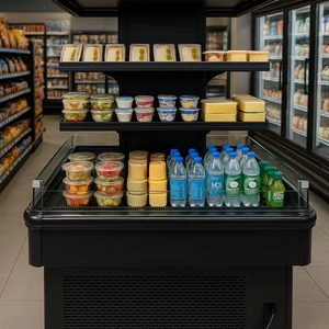 (ST) Exhibidor de cortina de aire abierto multideck negro de 67'' para isla - 208V - Product Image 2