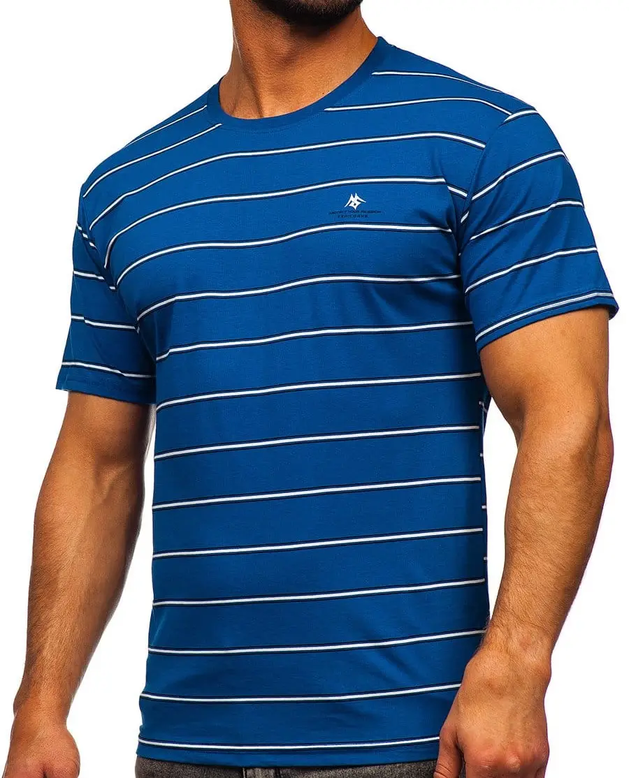 Camiseta personalizada de tecido listrado para homens, camiseta com estampa de logotipo personalizado de alta qualidade plus size
