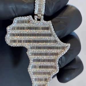 Pendentif en argent sterling 925 avec diamant moissanite, bijoux en diamant, pendentif personnalisé, bijoux HIP HOP - Product Image 1