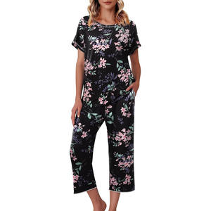 Ensemble à imprimé floral pour femmes, vêtements de nuit en coton doux avec poches, ensembles d'été confortables pour femmes en vente en ligne ensemble 2 pièces - Product Image 1