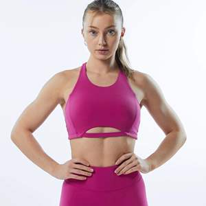 Soutien-gorge de sport rose en élasthanne 78% Nylon, col haut, dos ajusté, ourlet sans reliure, pour femmes, soutien-gorge une pièce respirant, Arcade, 22% - Product Image 5