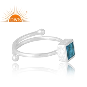 Dernière conception Bague en argent sterling 925 avec pierres précieuses en apatite néon naturelle Bijoux personnalisés pour femmes Cadeau pour elle - Product Image 4