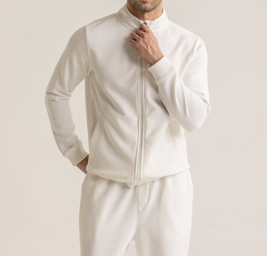 Ensemble de survêtement zippé pour homme, deux pièces, veste zippée et pantalon de survêtement, tissu doux, streetwear décontracté, survêtement en gros OEM - Product Image 3
