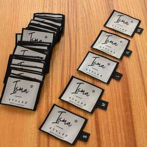 100 étiquette tissée de vêtements de marque personnalisée étiquette de tissu de vêtement avec logo 2x5cm pli d'extrémité/pli central de haute qualité - Product Image 3
