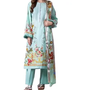 Pakaian Pernikahan 2022 Gaun Wanita Bordir Lengan Penuh Pakistan Gaun Punjabi Salwar Kameez Lawn Kurti Pakaian Pesta Pernikahan