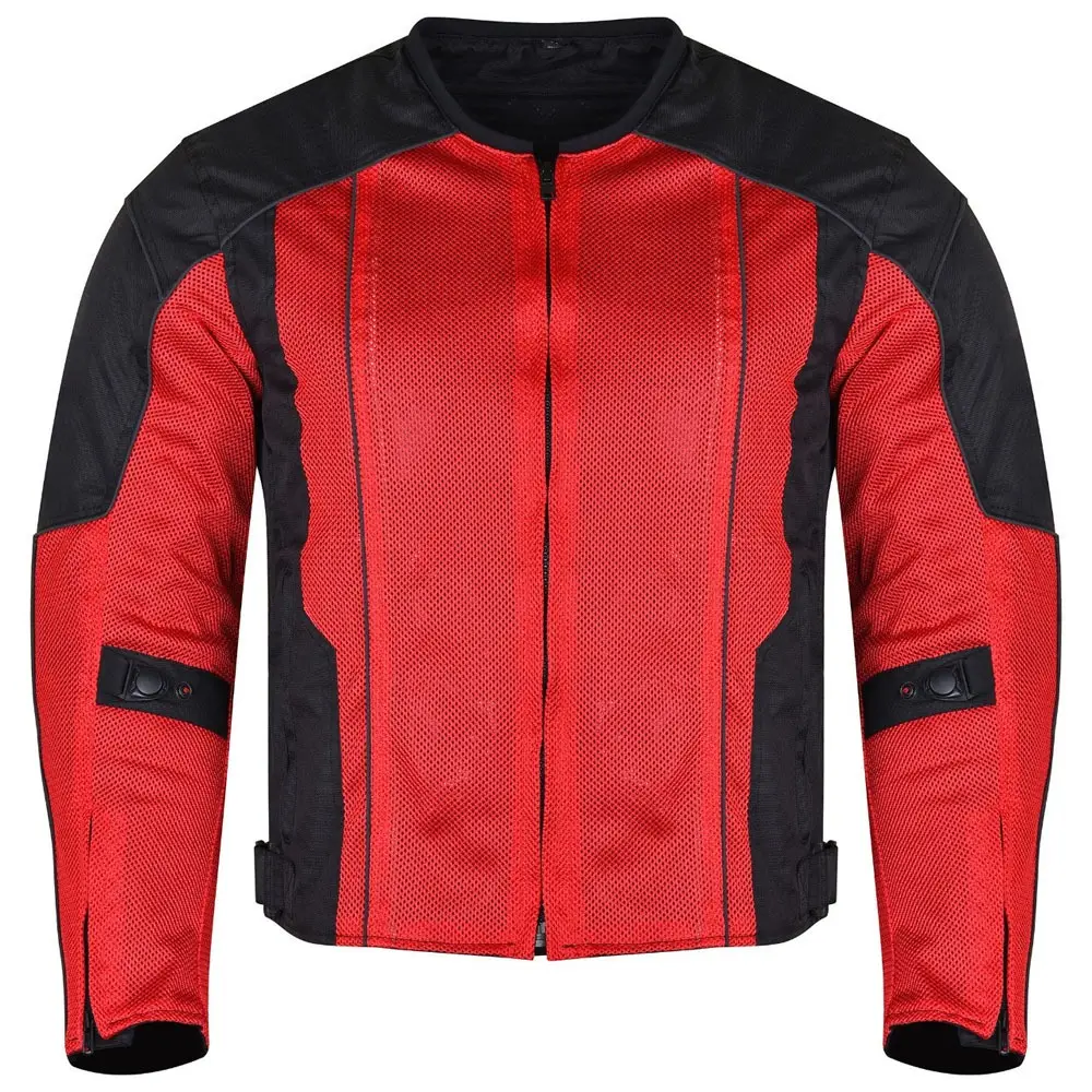 Werksgefertigte Herren rot verkleidetes Netzmaterial atmungsaktive Motorrad-Rennjacke mit innenwärmem Futter zu verkaufen