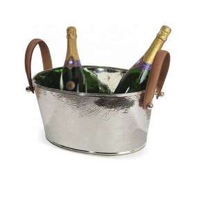 Enfriador de Vino de Latón Niquelado y Acero Inoxidable con 2 Asas para Bar, Restaurante y Fiestas de Boda, Cubitera, Porta Botellas - Product Image 3