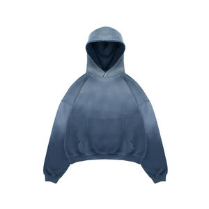 Custom Oversized French Terry Zip up Acid Wash Sun Faded Hoodie High Street Transpirable Sudadera con capucha desgastada - Product Image 4