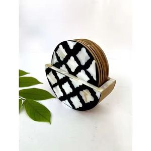 ชุดถาดรองแก้วลายมุกสีรุ้งสไตล์วินเทจแบบฝังโมเสคสำหรับตกแต่งโต๊ะคุณภาพสูง - Product Image 4