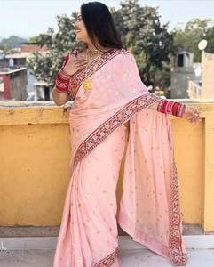 Sari Étnico Vintage para Mujer, Suministro Directo de Fábrica, Algodón Muselina Suave, Seda en Rojo con Blusa de Mangas Largas - Product Image 2