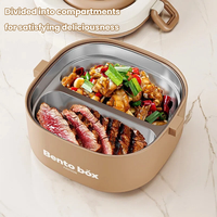 Boîte à lunch en acier inoxydable, récipient alimentaire portable, boîte à bento anti-fuite, boîte de préparation de repas empilable, boîte de rangement alimentaire avec couvercle en PP