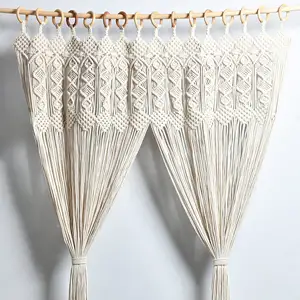 Artesanato Luxuoso Macramé Cortina Macramé Parede Pendurado Macramé Handwoven Boho Casamento Contexto Cortinas De Cozinha,