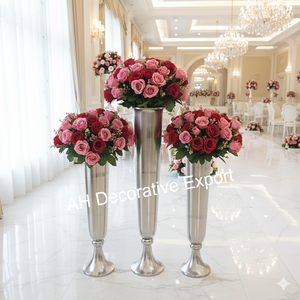 Juego de Arreglos Florales Artificiales con Base de Metal Moderna Personalizada, Florero Decorativo Portátil con Acabado Mate para Interiores del Hogar - Product Image 1