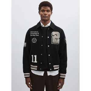 แจ็คเก็ตแบบสองชั้นสไตล์วินเทจสำหรับผู้ชายเสื้อแจ็กเก็ตแบบพรีเมี่ยมปักลายตัวอักษรเสื้อแจ็คเก็ตบอมเบอร์รุ่นพรีเมี่ยมกันลม - Product Image 4