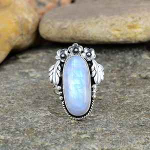 Anillo de Plata de Ley 925 Eternity Vermeil hecho a mano, diseño clásico único con ajuste de bisel de piedras preciosas de piedra lunar arcoíris Natural - Product Image 5