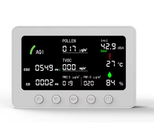 <span class=keywords><strong>Monitor</strong></span> de Qualidade do Ar Inteligente WiFi Tuya Certificado CE FCC OEM ODM, Detector IAQ 10-em-1 para PM1.0, PM2.5, TVOC, CO, <span class=keywords><strong>CO2</strong></span>, AQI, POLLEN, RS485 - Product Image 1