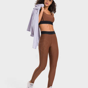 Marque distributeur Ensemble yoga grande taille couleur unie pour femmes-100% coton, respirant et écologique, vêtements de sport deux pièces - Product Image 4