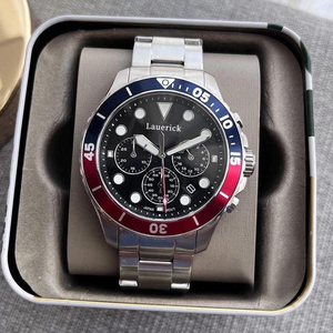 F-S Erkek Basit Para Saati Kronograf Gece Tarih Safir Kristal İbreli 22mm Paslanmaz Çelik Kordonlu Su Geçirmez Quartz - Product Image 6