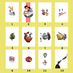 Cartes postales d'art pour la cuisine 15x10cm - Collage Sarcastique - Product Image 1