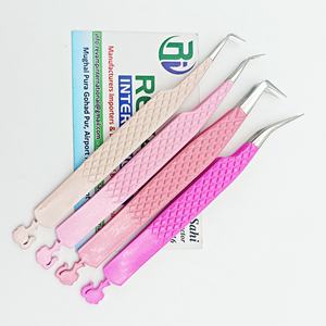 Pince à épiler d'extension de cils de couleur rose avec logo personnalisé pour cils méga volume et isolation en forme de L et pince à épiler à 90/45 degrés - Product Image 6