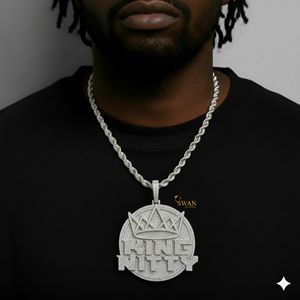 Lujo 10K oro Moissanite diamante KING NITTY colgante personalizado Iced Out Hip Hop medallón collar joyería regalo para él o ella - Product Image 6