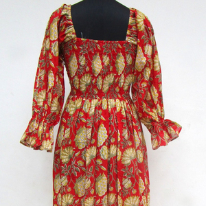 Collection Antique Caftan Tie Dye personnalisé Long printemps demi manches tissu rayonne coupe ample fente latérale bouton de taille naturel - Product Image 1