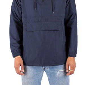 Wholesale 2023 Navy <b>Blue</b> Men's Waterproof Windbreaker Jacket <b>Canvas</b> Fabric Winter Arrival with Front Pocket and Attached Hood - Product Image 5