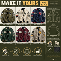 Özel Logo Sonbahar Standart Erkek Bomber Ceket Pilot Mont Retro MA-1 Pilot Ceketi Dik Yaka Ön Cepli İş Kıyafeti Beyzbol Ceketi