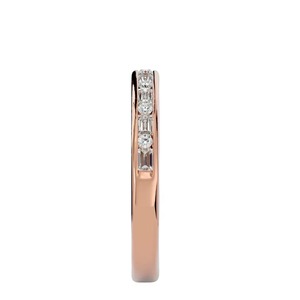 Anillo de Eternidad de Oro Rosa de 14k con Diamantes Moissanite de Corte Redondo y Baguette, Joyería con Engaste de Canal de un Proveedor Indio - Product Image 3