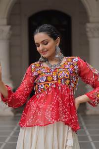 COLECCIONES NAVRATRI LEHENGA CHOLI-2025 Lehenga (FullStitched) Fabric & Work Kora Cotton - Product Image 4