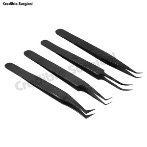 Pince à cils enduite de couleur noire de meilleure qualité Ensemble de 4 pinces à cils Outils de beauté personnalisés par Credible Surgical - Product Image 5
