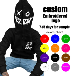 Oem Custom Oversized High Quality 100% Cotton Full Face Zip up Hoodie Heavyweight Screen printing Logo Custom Full Zip Hoodie - Product Image 6