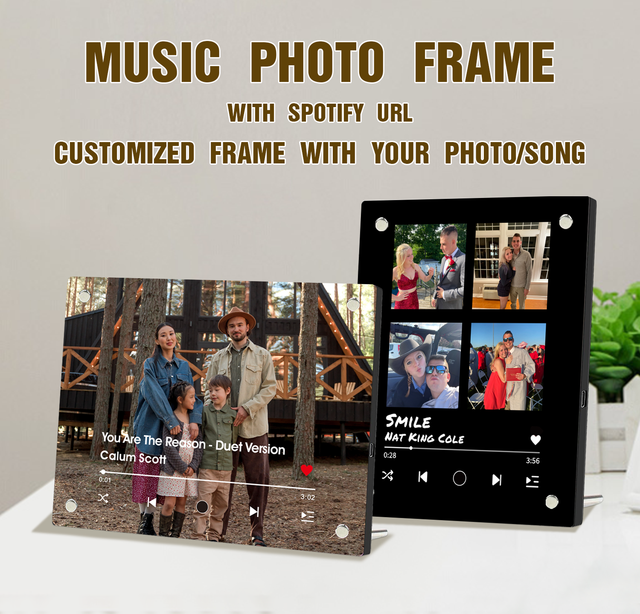 Hot Selling Customized Liyee Acrylic Square Musical Photo Frame Ornament 8MB Memory Type-C Charging Eco-Friendly Home Decor
