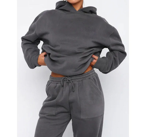 Conjunto Deportivo de Dos Piezas para Mujer, Pantalones de Cintura Alta y Sudadera con Capucha, Calidad Premium OEM 2026, Ajuste Holgado, Logotipo Personalizable, para Invierno, Nuevo - Product Image 5