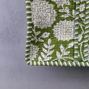 Indian Women's Hand Stitched Cotton Tote Bag <b>Floral</b> <b>Quilting</b> Large Casual Shoulder Shopping Bag Solid Color - Product Image 2